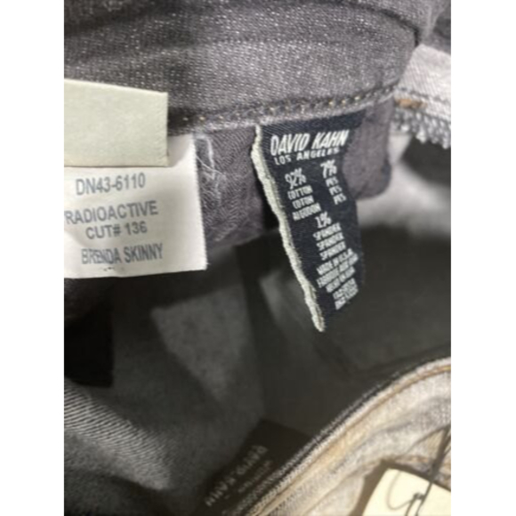 David Khan Women Jeans 31x33 Radioactive Brenda Skinny Ankle Denim Metallic Gold - Picture 6 of 8